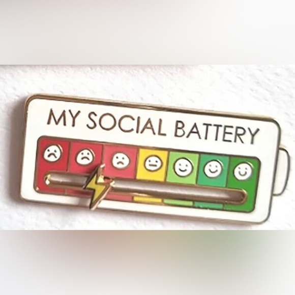 Jewelry - 💖5 items for $25 Sale!💖 My Social Battery White Pin